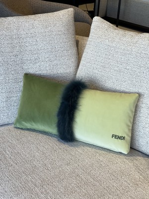 Fendi - Cushion 30x60 w/ green fox fur