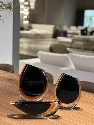 Gardeco - Canoe vase S3 / Black & amber